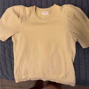 NATION Yellow Short Sleeve Tee with Puffed Sleeves